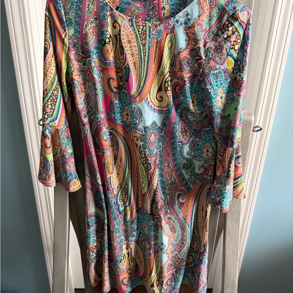 Tommy Hilfiger Paisley Bell Sleeved Dress - Sz 4